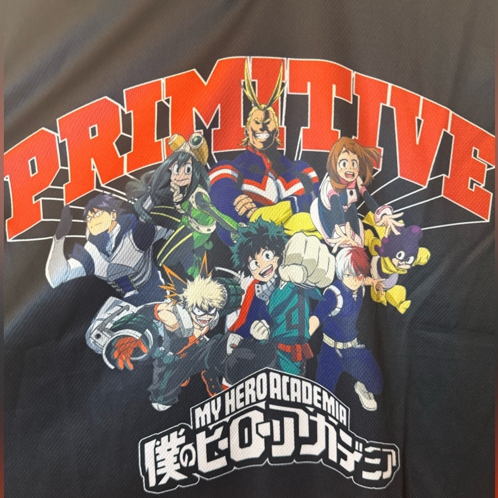 NWT - Primitive Skateboards Shirt My Hero Academia Hockey Jersey Black Sz Medium - Picture 2 of 6